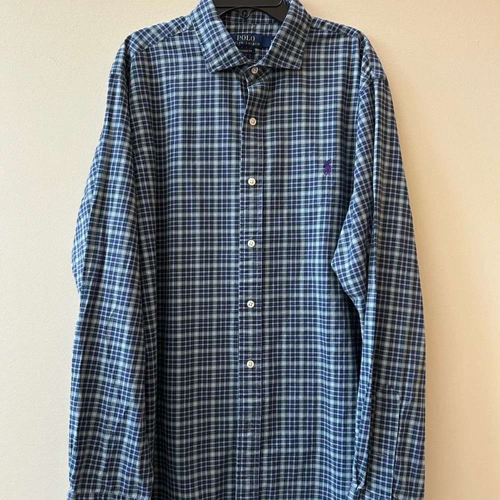 Polo by Ralph Lauren Men's Blue Plaid Shirt, size XL